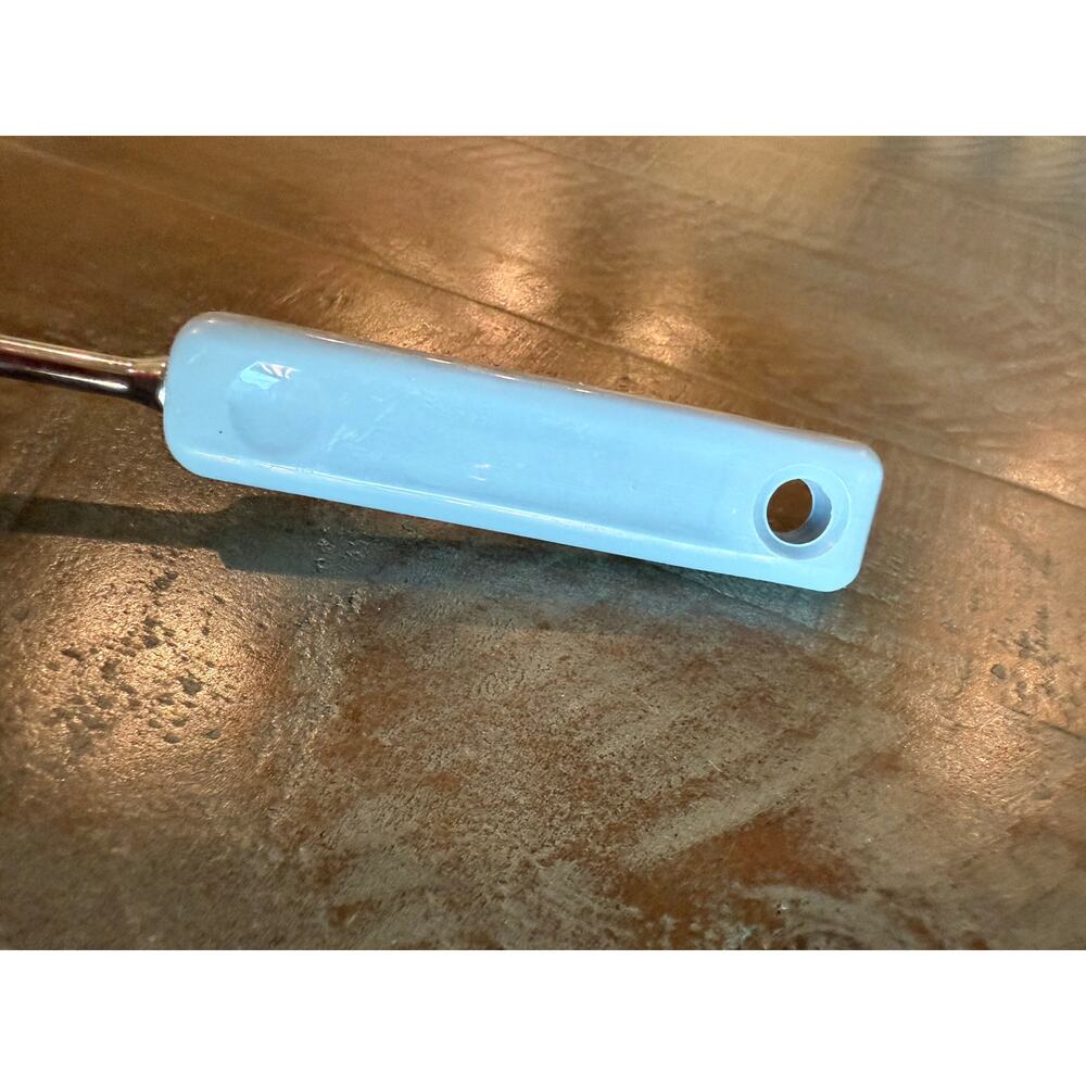 Vintage 12" Ekco USA Serving Spoon Set Solid & Slotted Light Blue Handle Kitchen - Picture 8 of 10